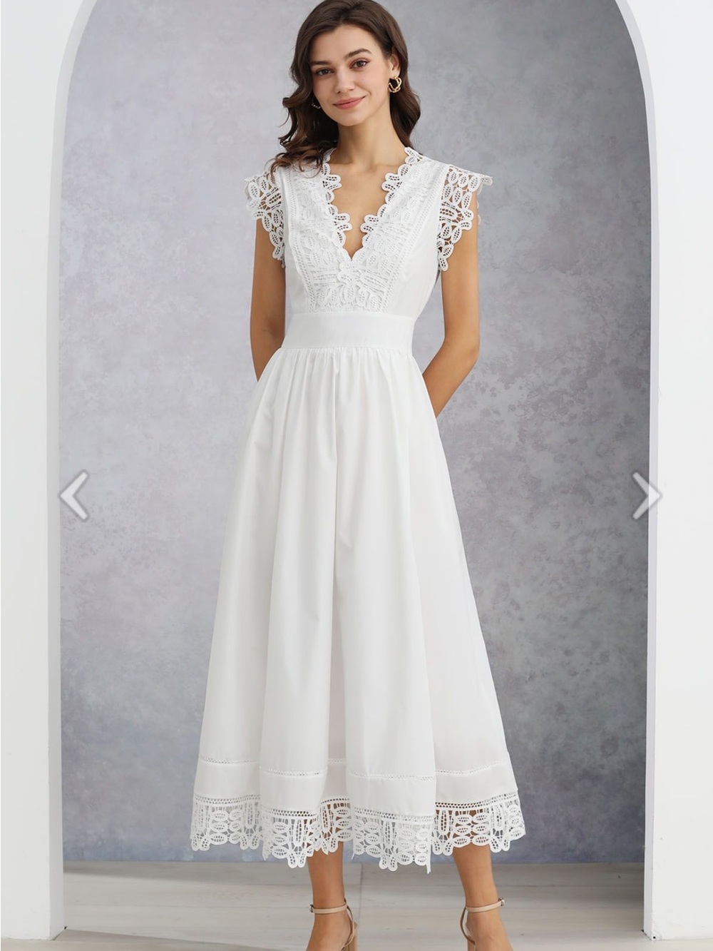 Chicwish--NECK LACE PANELLED SLEEVELESS MAXI DRESS IN WHITE